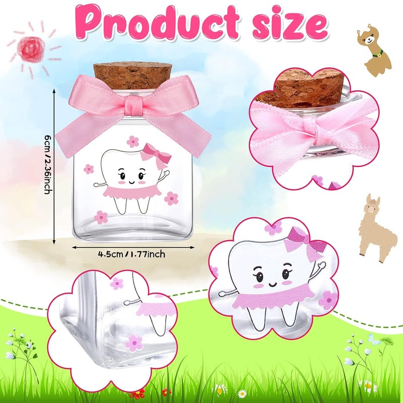 Eaasty 2 Piece Baby Keepsake Box Glass Baby First Teeth Curl Haircut Keepsake Holder for Boys and Girls(Pink,Girl Pattern) - Image 2